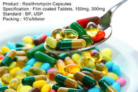 De Filmdragees van Roxithromycincapsules, 150mg, Mondelinge de Medicijnenantibiotica van 300mg