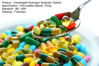 Het Sulfaattabletten film-Met een laag bedekte tabletten van de Clopidogrelwaterstof, de Mondelinge Medicijnen van 75mg