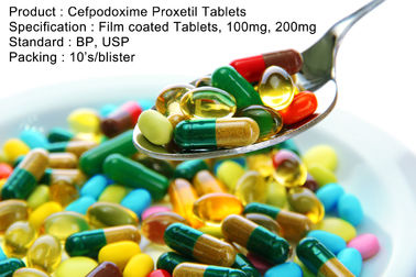 De dragees van de de Tablettenfilm van Cefpodoximeproxetil, 100mg, Mondelinge de Medicijnenantibiotica van 200mg